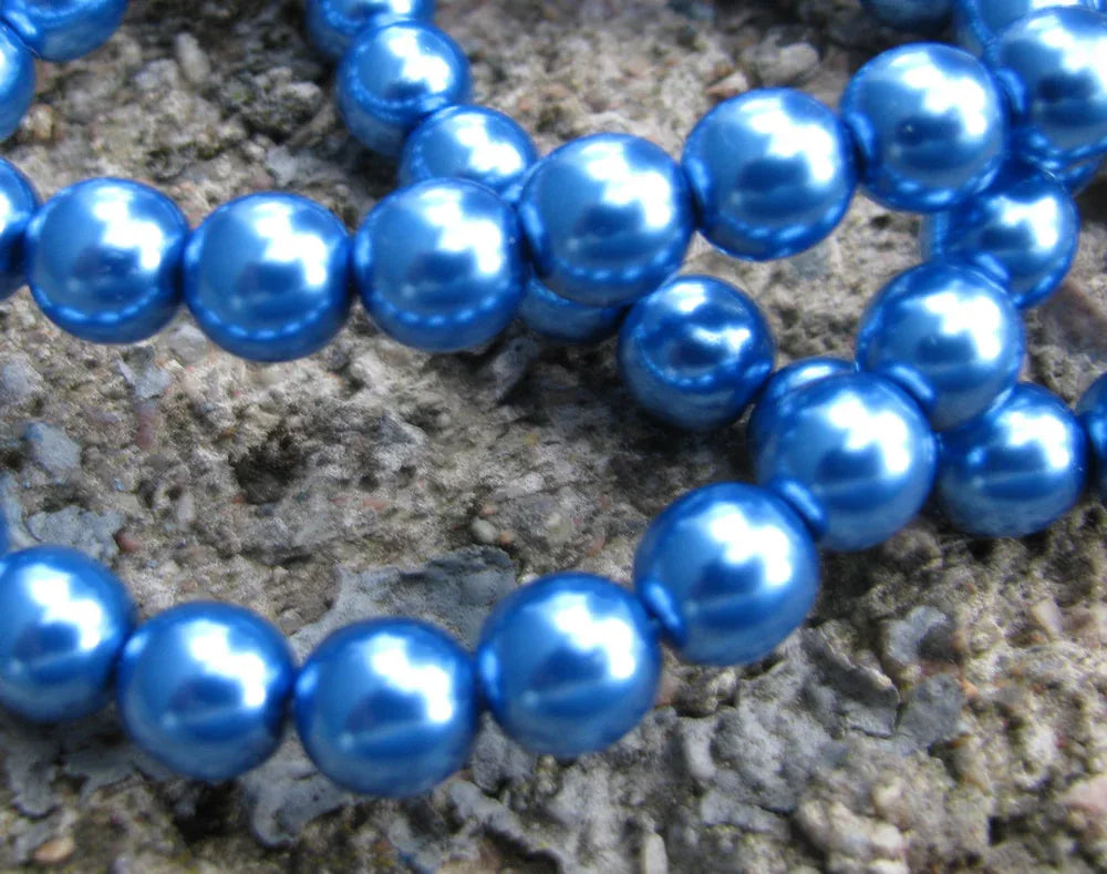 Tjeckiska Vaxade Glaspärlor - Persian Blue 8mm, 1 sträng Hilmas Pyssel