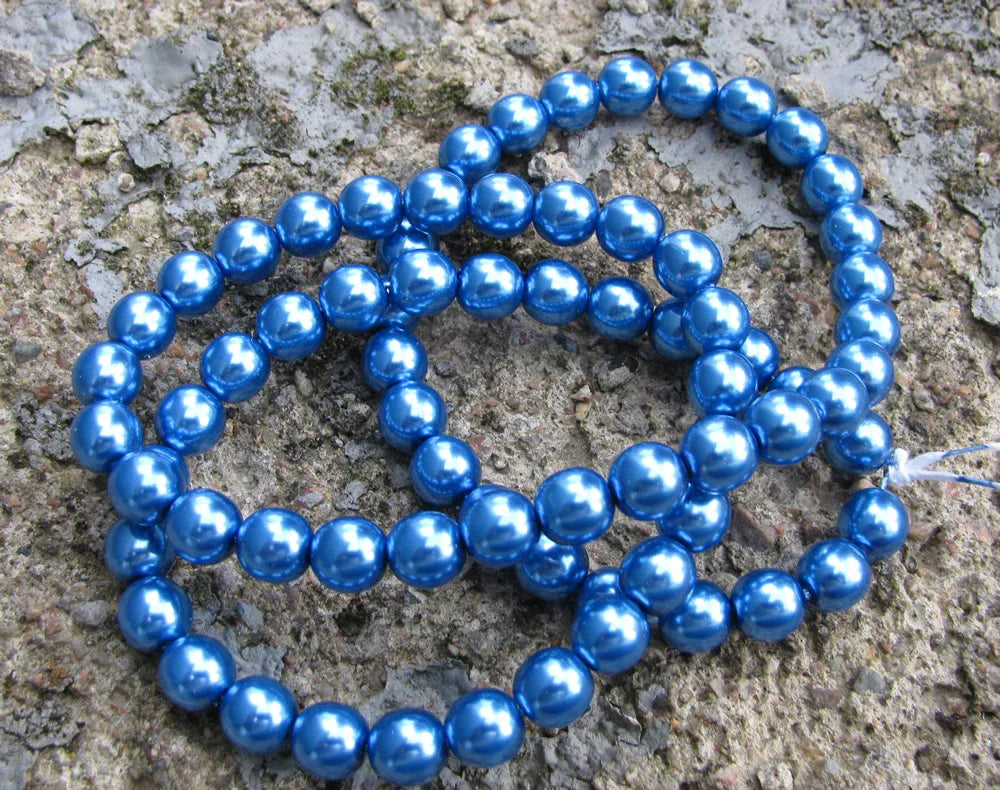 Tjeckiska Vaxade Glaspärlor - Persian Blue 8mm, 1 sträng Hilmas Pyssel