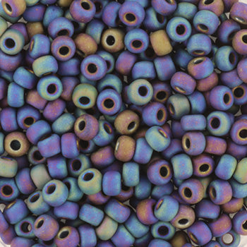 Miyuki Seed Beads - Matte Black AB 8/0, 10 gram Miyuki