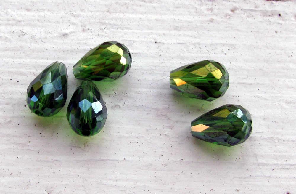Facetterade Droppar - Gröna, 12x8mm, 5-pack Hilmas Pyssel