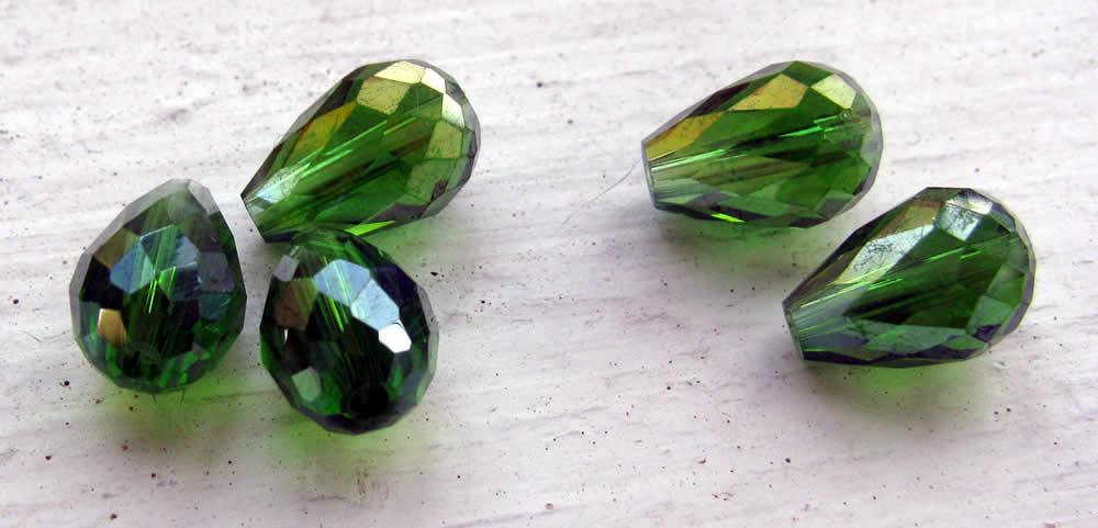 Facetterade Droppar - Gröna, 12x8mm, 5-pack Hilmas Pyssel