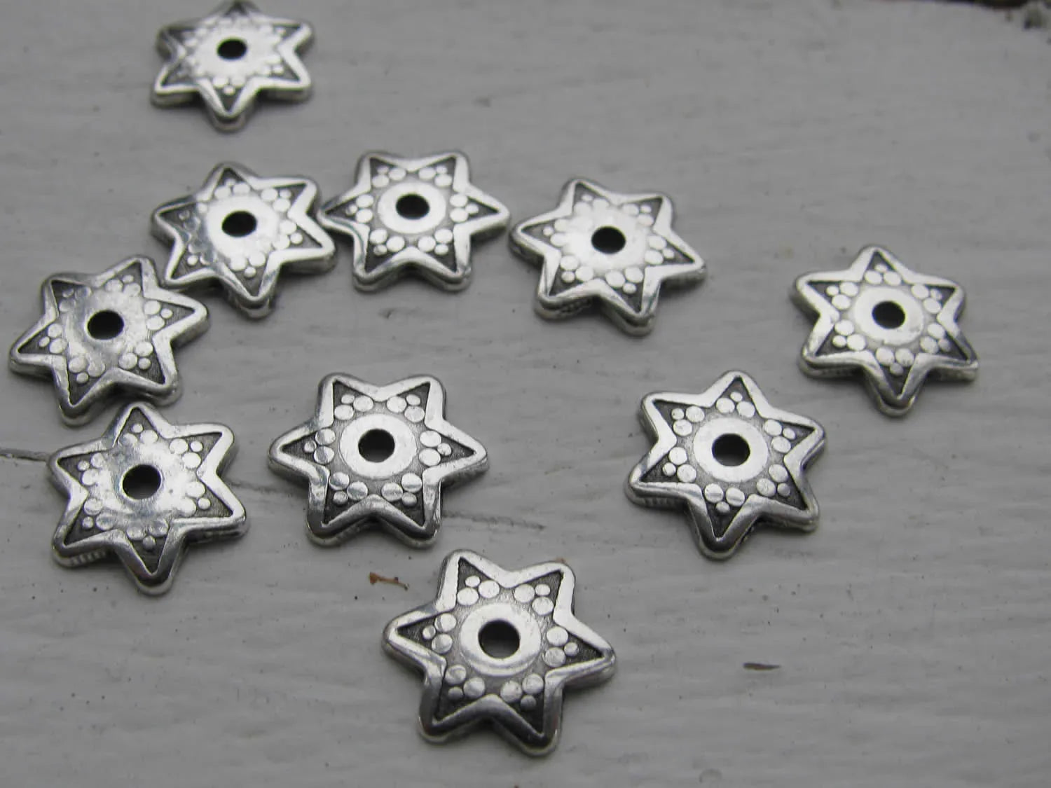 Pärlhattar Silverfärgade - Stjärna 9mm, 10-pack Grekisk Metall