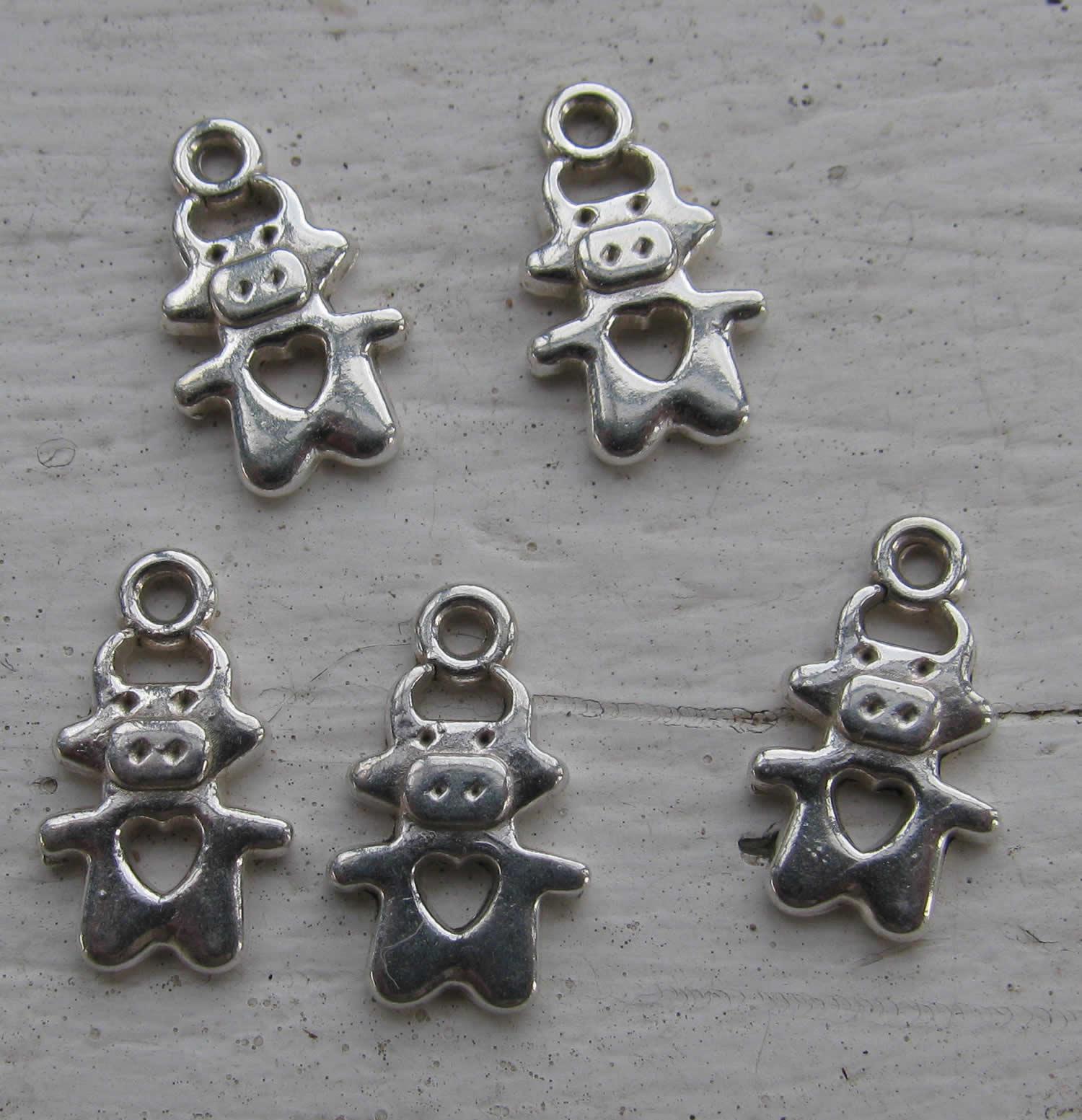 Berlock silverfärgad - Ko, 5-pack Grekisk Metall