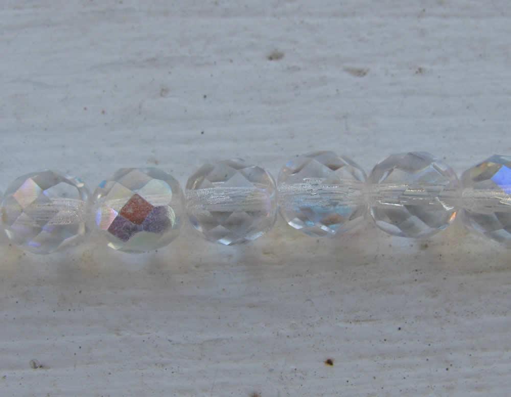 Tjeckiska Firepolish - Crystal AB 8mm, 25-pack Hilmas Pyssel