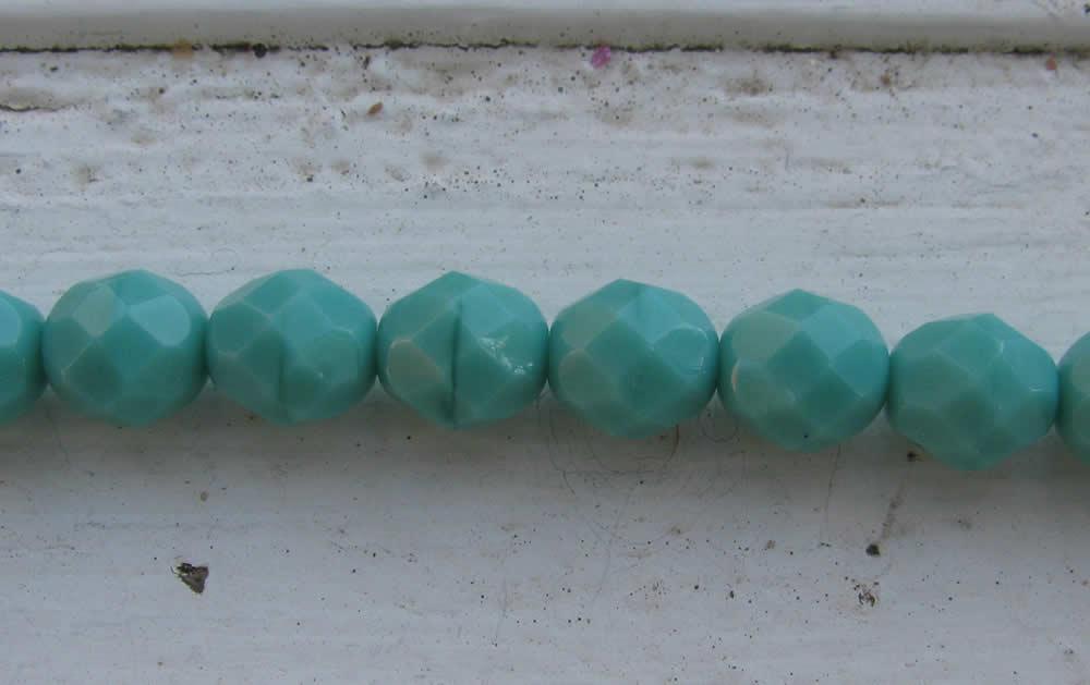 Tjeckiska Firepolish - Turquoise 8mm, 25-pack Hilmas Pyssel