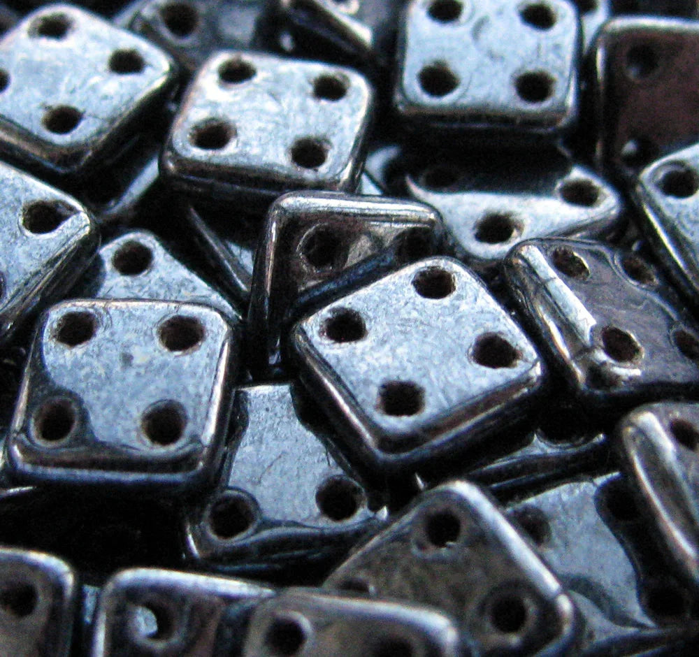 CzechMates QuadraTile - Jet Hematite 6x6x2mm, 10 gram CzechMates