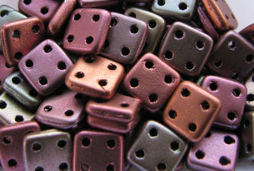CzechMates QuadraTile - Matte Metallic Bronze Iris 6x6x2mm, 10 gram CzechMates