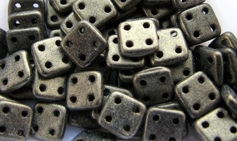 CzechMates QuadraTile - Metallic Suede Gold 6x6x2mm, 10 gram CzechMates