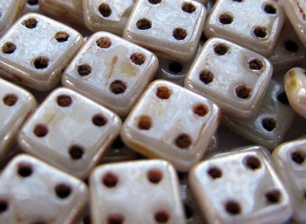 CzechMates QuadraTile - Opaque Luster Picasso 6x6x2mm, 10 gram CzechMates