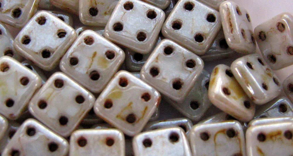 CzechMates QuadraTile - Opaque Luster Picasso 6x6x2mm, 10 gram CzechMates