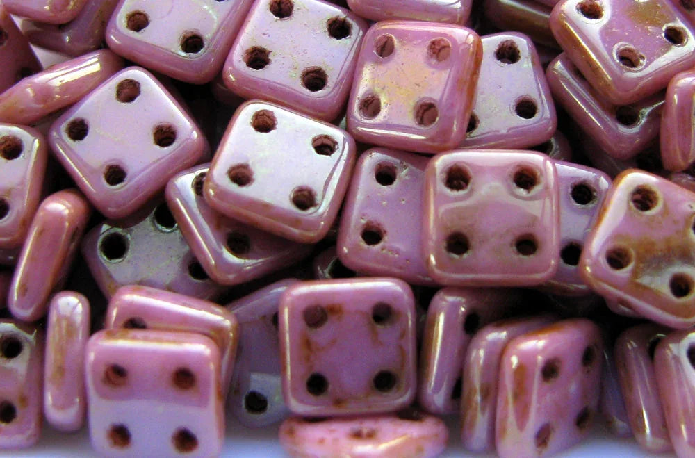 CzechMates QuadraTile - Luster Opaque Rose/Gold 6x6x2mm, 10 gram CzechMates