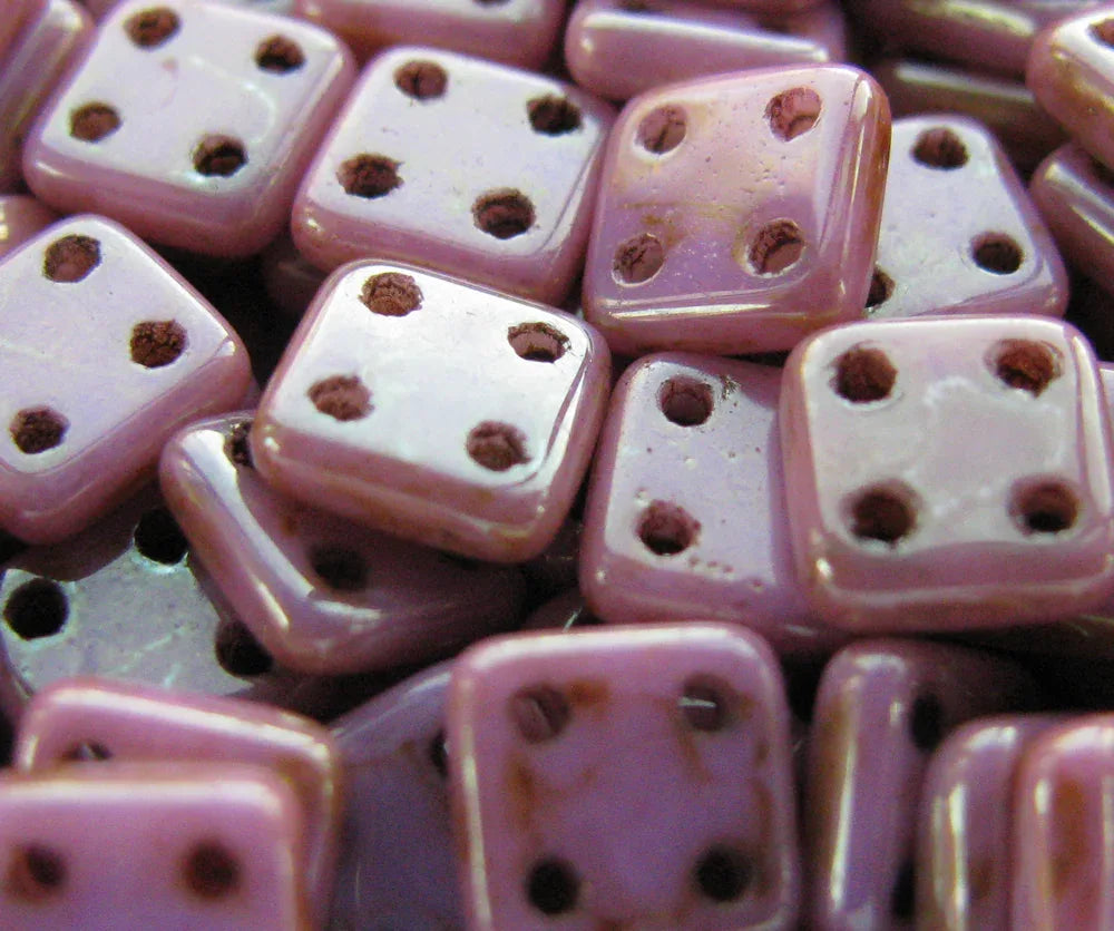 CzechMates QuadraTile - Luster Opaque Rose/Gold 6x6x2mm, 10 gram CzechMates