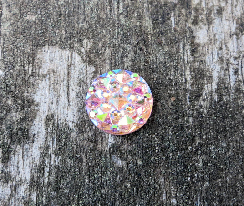 Cabochon av resin - Druzy Rosa 10mm, 1 styck Hilmas Pyssel