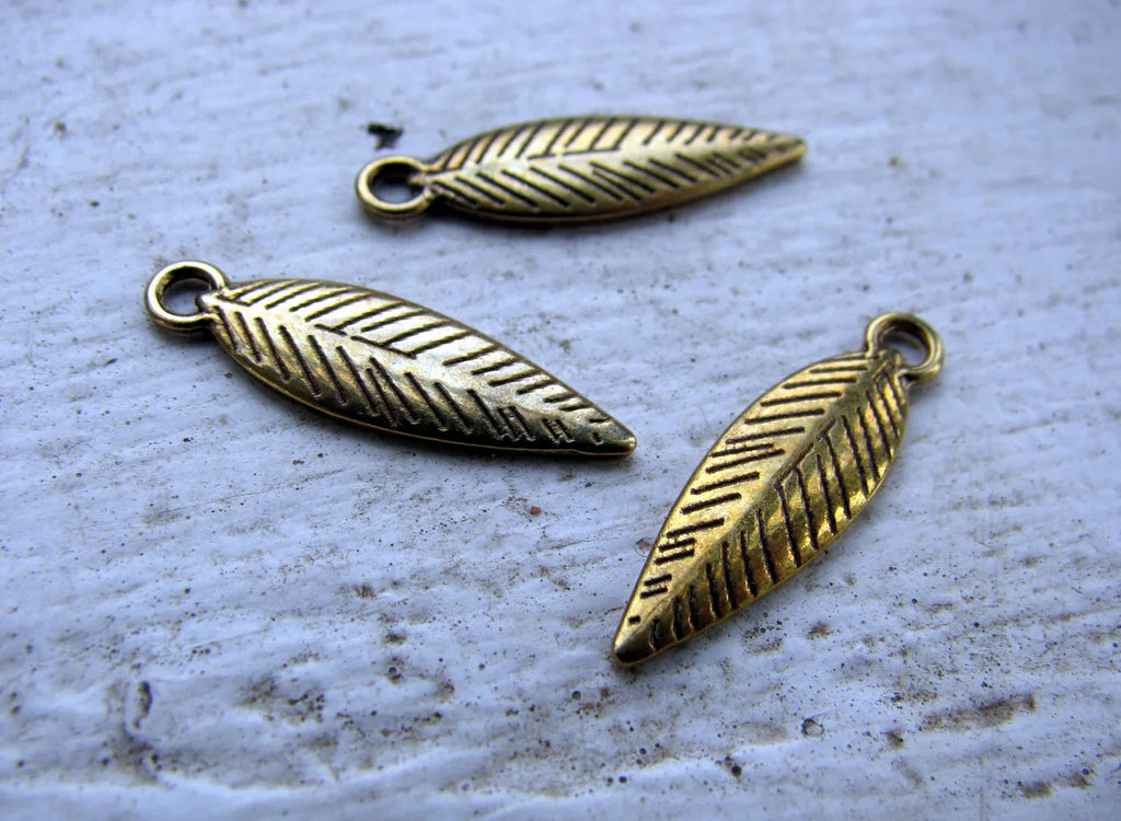 Berlock Bronsfärgad - Fjäder, spetsig, 3-pack Grekisk Metall