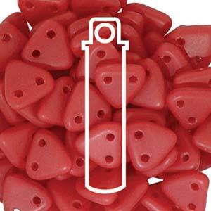 CzechMates Triangle Bead - Två hål, Matt Opaque Red 6mm, 10 gram CzechMates
