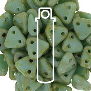 CzechMates Triangle Bead - Två hål, Opaque Turquoise Picasso 6mm, 10 gram CzechMates