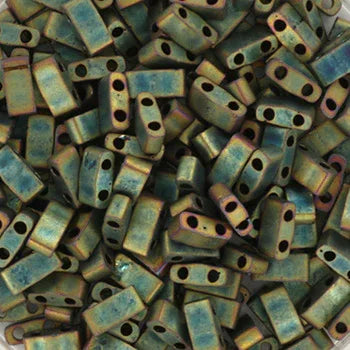 Miyuki Half Tila - Matte Metallic Green Iris 5x2,5mm, 7,8 gram Miyuki