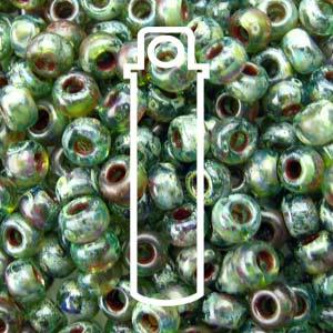 Miyuki Seed Beads - Picasso Olivine Transparent 8/0, 22 gram Miyuki