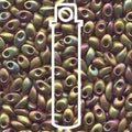 Miyuki Long Magatama - Matte Metallic Khaki Iris 4x7mm Miyuki