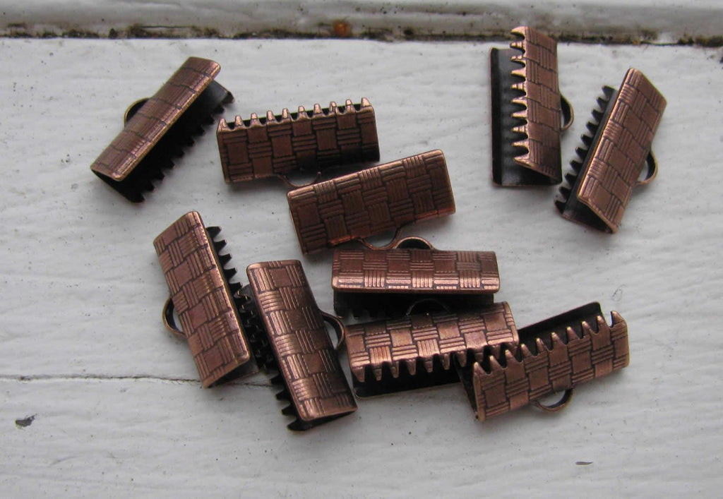 Ändfäste platta band Kopparfärgad - Bredare modell, 15 mm, 10-pack Grekisk Metall