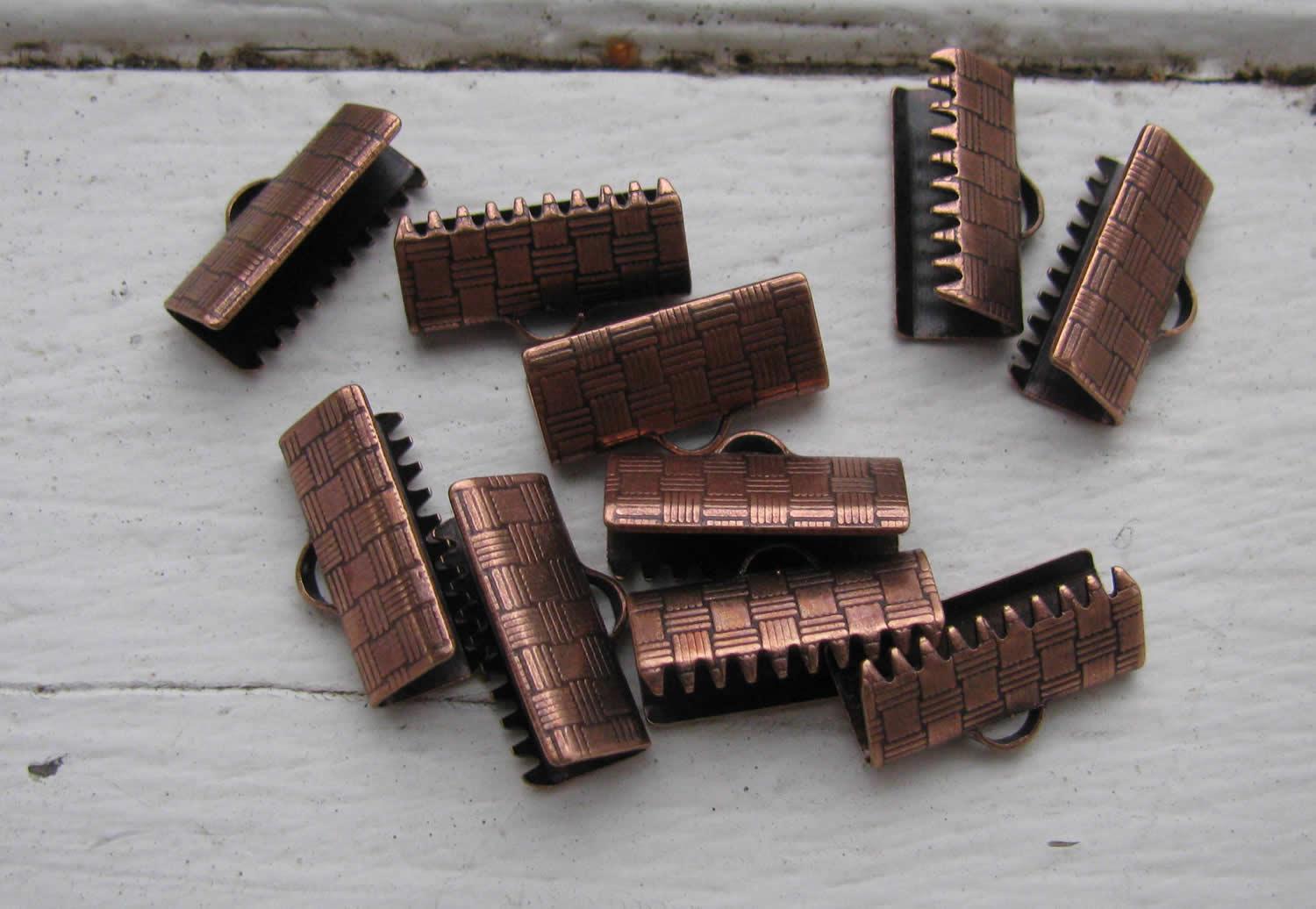 Ändfäste platta band Kopparfärgad - Bredare modell, 15 mm, 10-pack Grekisk Metall