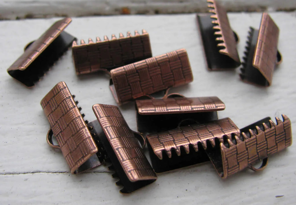 Ändfäste platta band Kopparfärgad - Bredare modell, 15 mm, 10-pack Grekisk Metall