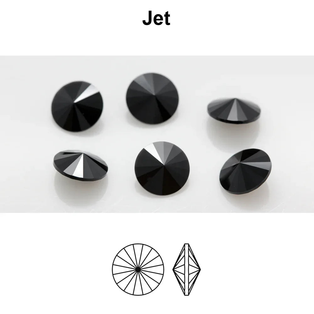 Preciosa Rivoli Maxima - Jet 12mm, 1 styck Preciosa