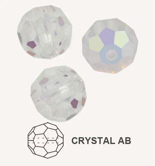 Preciosa Facetterad Rund - Crystal AB 4mm, 20-pack Preciosa