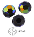 Preciosa Facetterad Rund - Jet AB 4mm, 20-pack