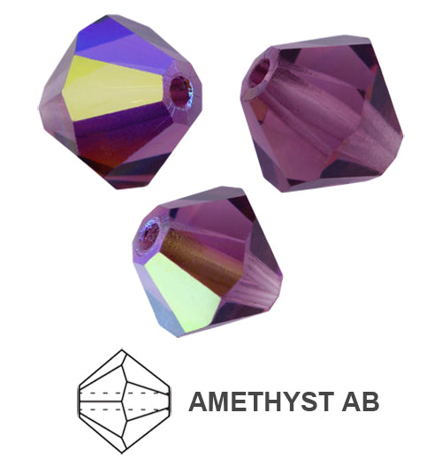Tjeckiska MC Bicone - Amethyst AB 6 mm, 18- pack