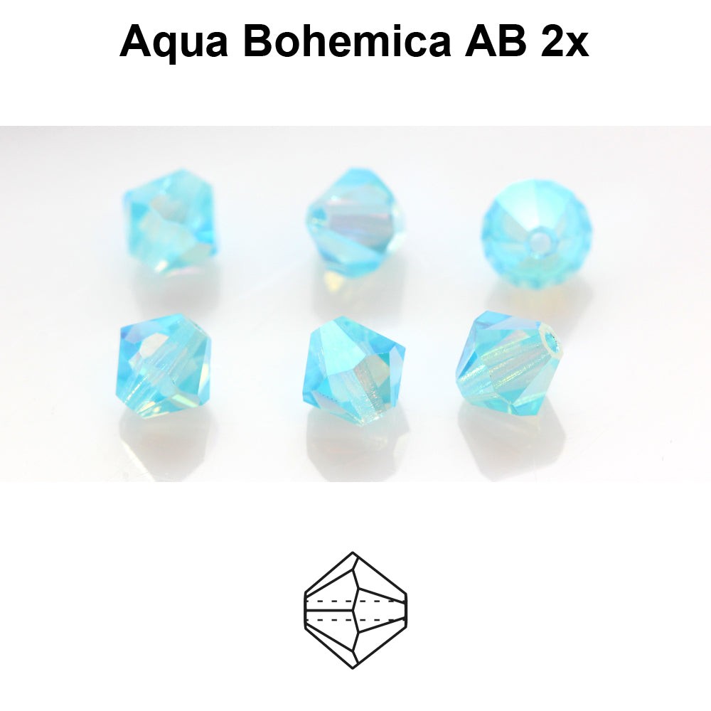 Tjeckiska Bicone - Aqua Bohemica 2x AB, 4 mm, 30-pack