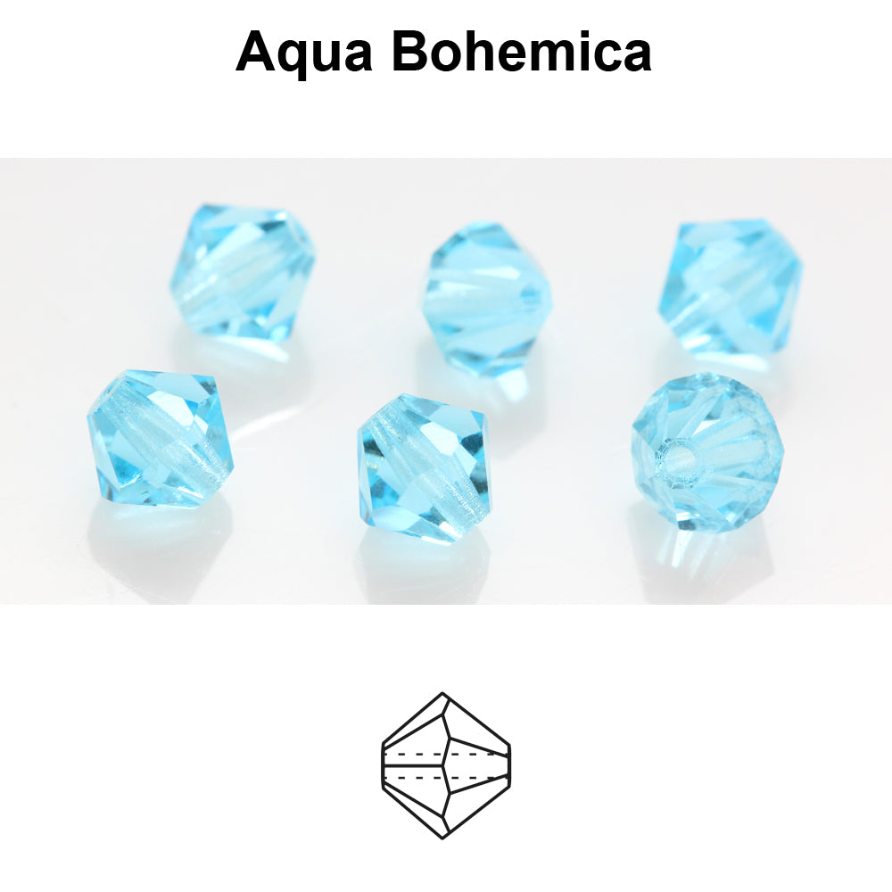Tjeckiska MC Bicone - Aqua Bohemica 3 mm, 40- pack