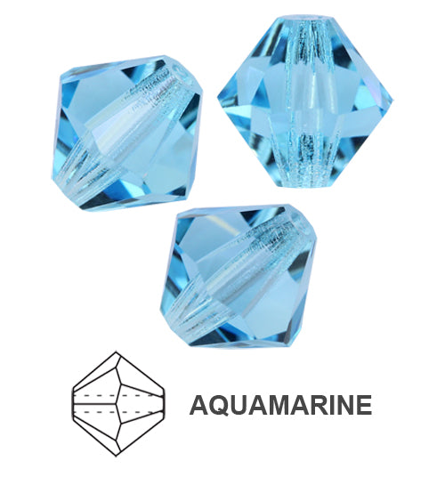 Tjeckiska MC Bicone - Aquamarine 4 mm, 30- pack