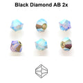 Czech Bicone - Black Diamond 2x AB, 4 mm, 24-pack