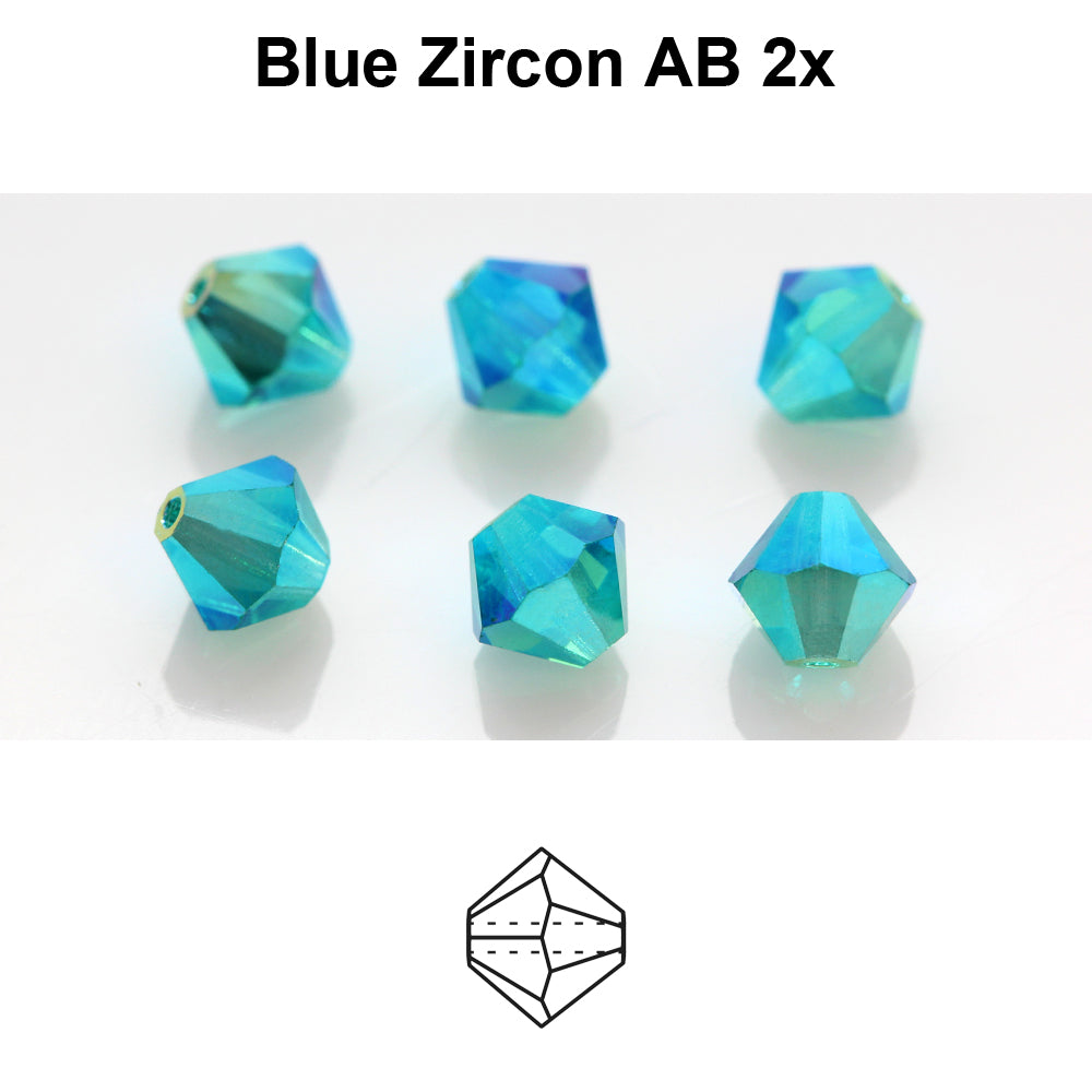 Tjeckiska Bicone - Blue Zircone 2x AB, 4 mm, 30-pack