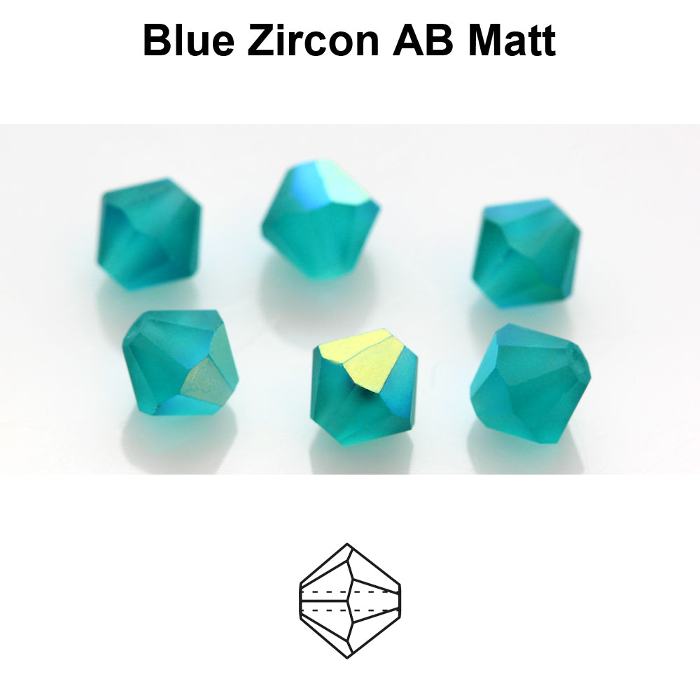 Tjeckiska MC Bicone - Blue Zircon AB Matt 4mm 30-pack