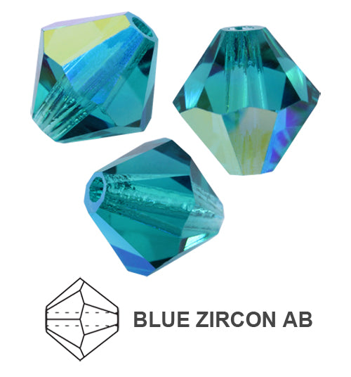 Tjeckiska MC Bicone - Blue Zircon AB 3 mm 40-pack