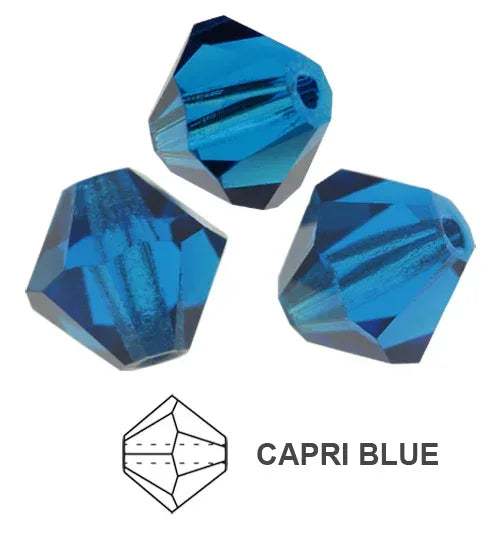 Tjeckiska MC Bicone - Capri Blue 4 mm, 30- stycken Preciosa