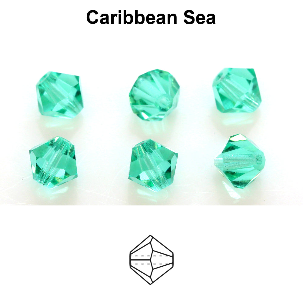 Tjeckiska MC Bicone - Caribbean Sea 4 mm, 30- pack