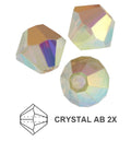 Czech MC Bicone - Crystal 2x AB 4 mm, 1 strand