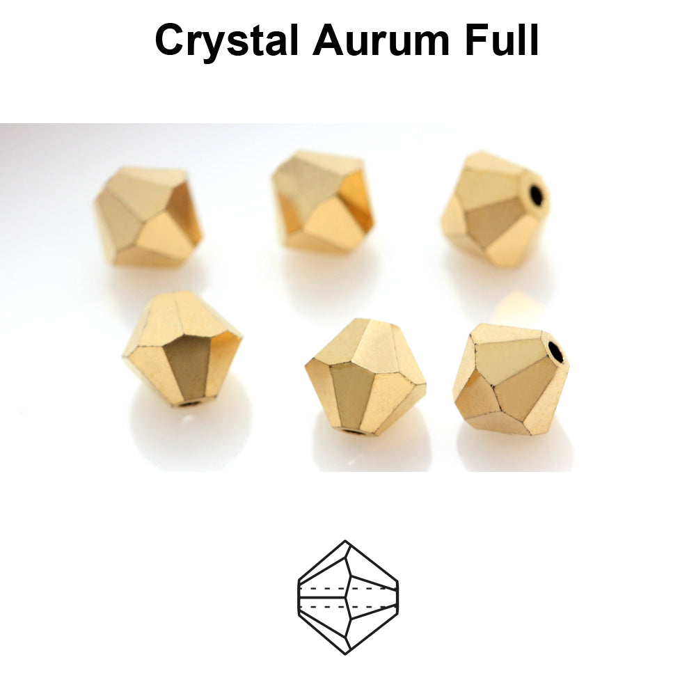 Tjeckiska MC Bicone - Crystal Aurum 6 mm, 18- pack