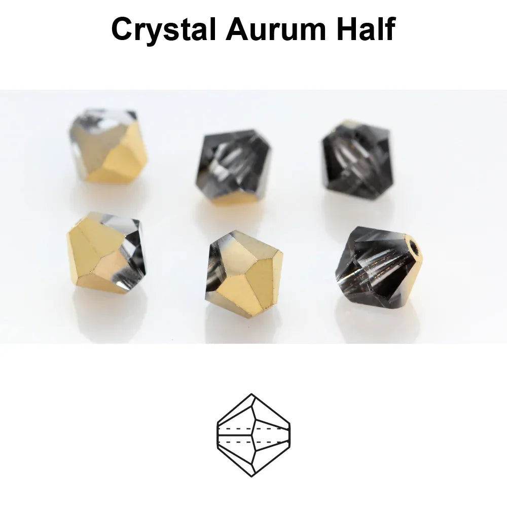 Tjeckiska MC Bicone - Crystal Aurum Half 3 mm, 40- pack Preciosa