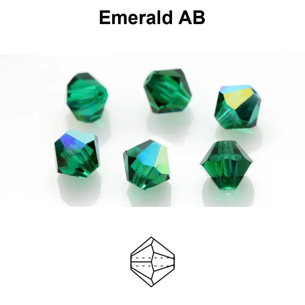 Tjeckiska MC Bicone - Emerald AB 6 mm, 18- pack Preciosa