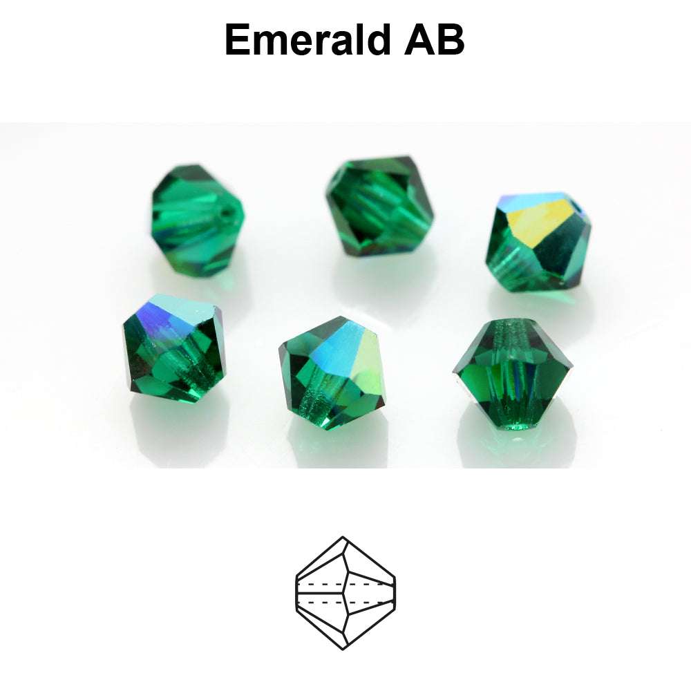 Czech MC Bicone - Emerald AB 4 mm, 1 strand