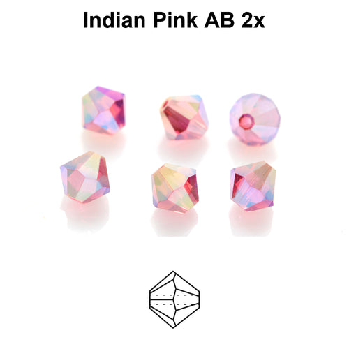 Tjeckiska Bicone - Indian Pink 2x AB, 4 mm, 30-pack Preciosa