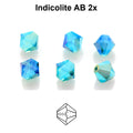 Czech Bicone - Indicolite 2x AB, 4 mm, 30-pack