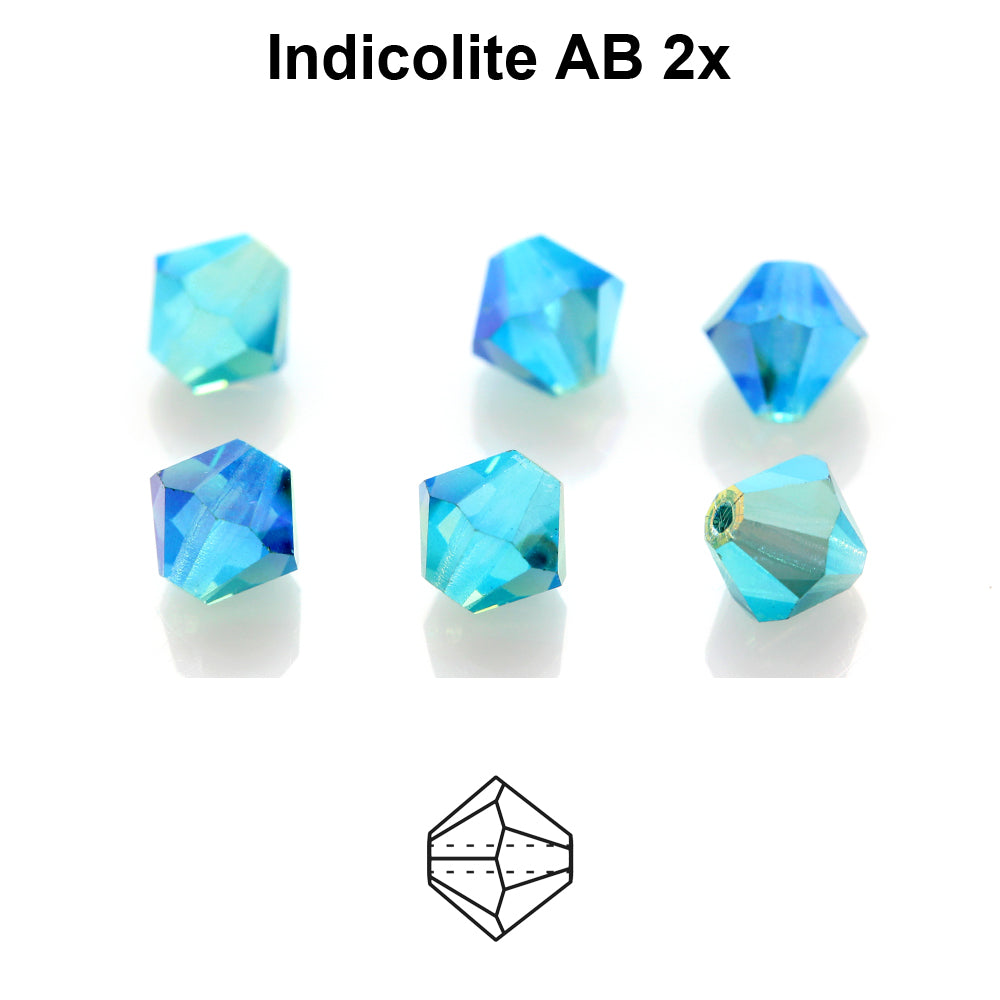 Czech Bicone - Indicolite 2x AB, 4 mm, 30-pack