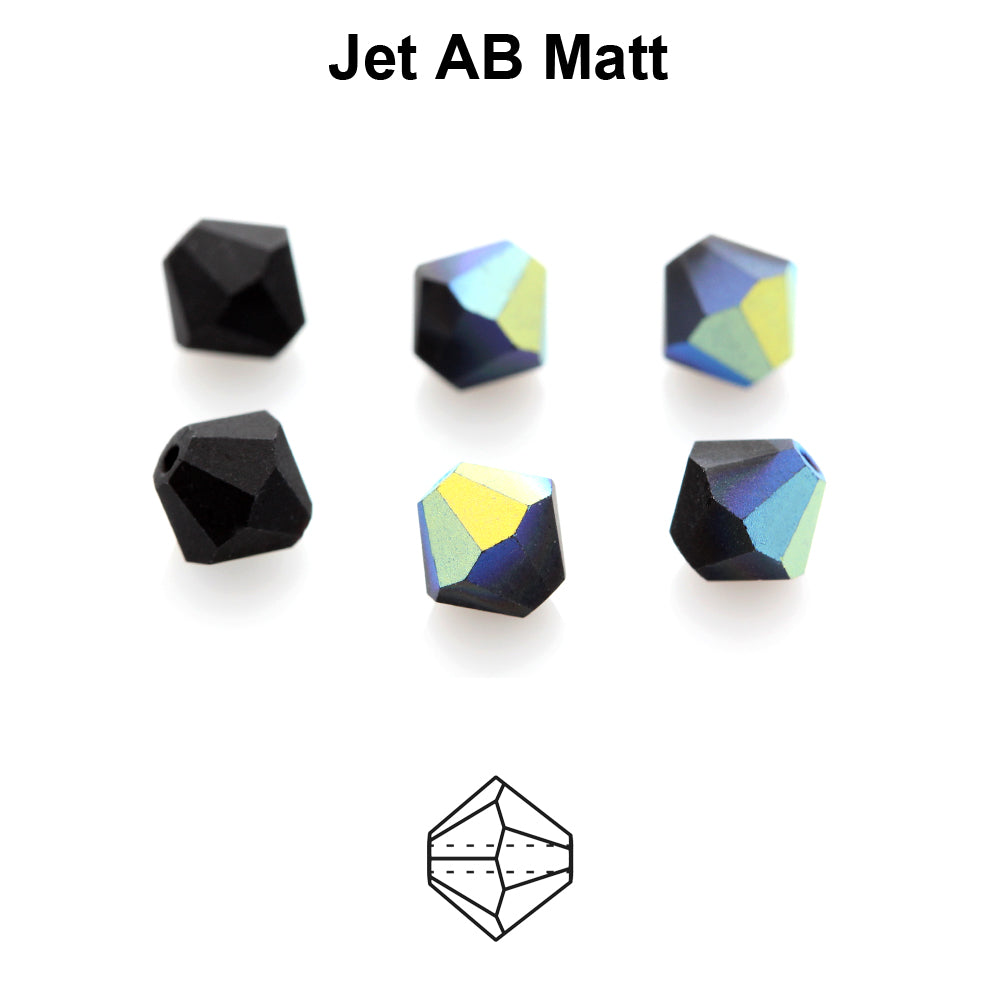Tjeckiska MC Bicone - Jet AB Matt 3 mm 40-pack