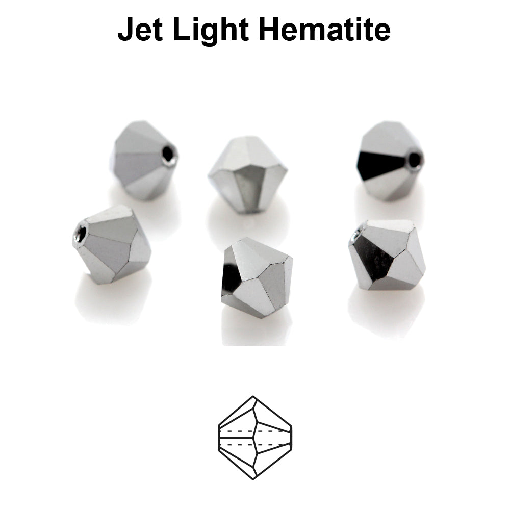 Tjeckiska MC Bicone - Jet Light Hematite 3 mm 40-pack