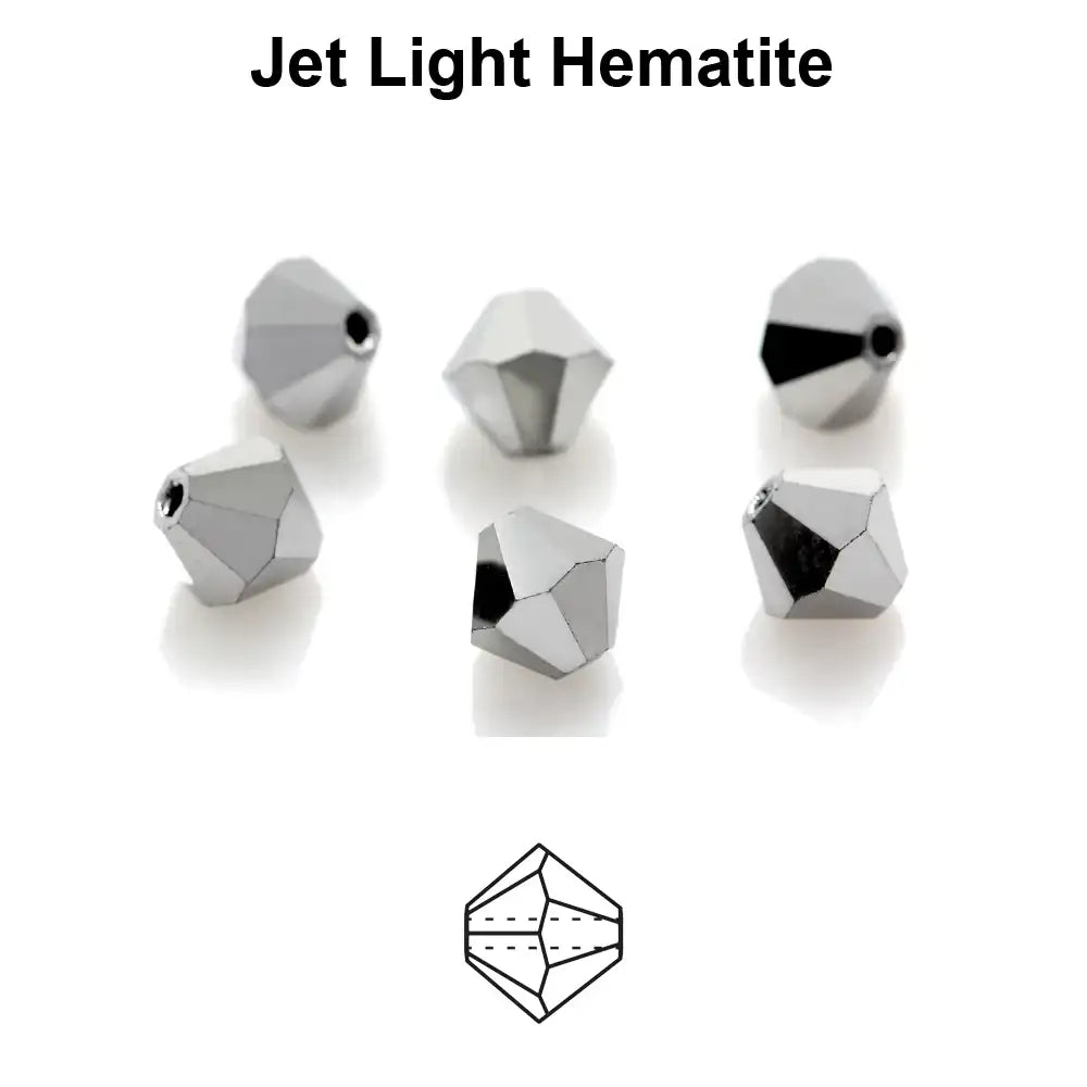Tjeckiska MC Bicone - Jet Light Hematite 4 mm 30- pack